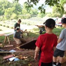 Looking for artifacts on Mulberry Row. 